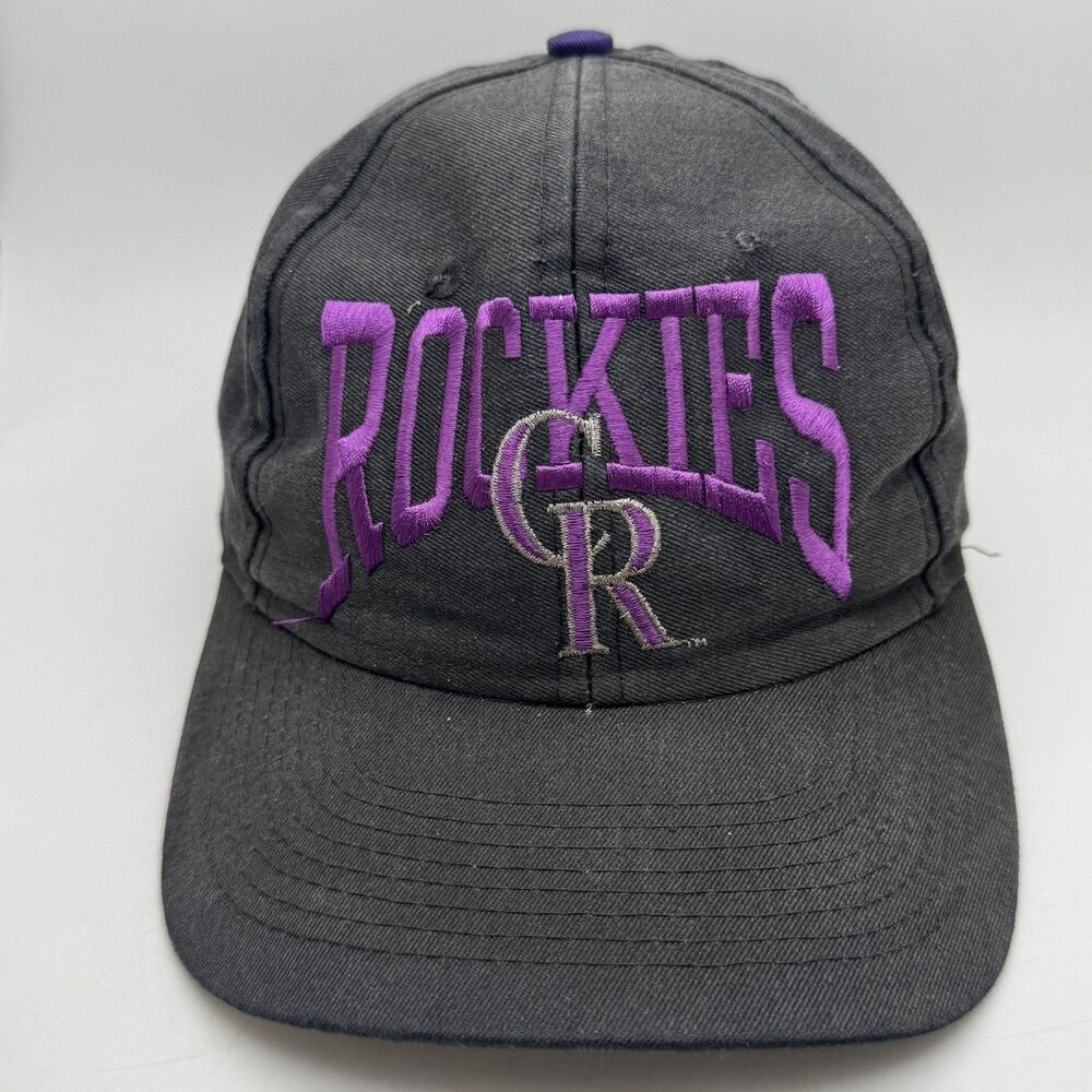 Colorado Rockies Hat Cap Snapback Gray Black Purple Script MLB Baseball